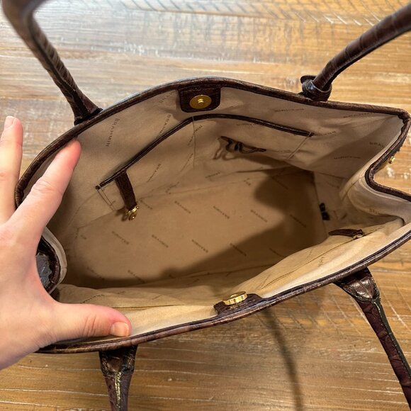 Brahmin Leopard Haircalf & Croc-Embossed Leather Satchel - Picture 7 of 8